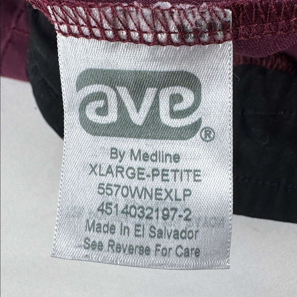 2 Piece AVE by Medline Burgundy Scrub Set with Black Accents - Picture 7 of 8